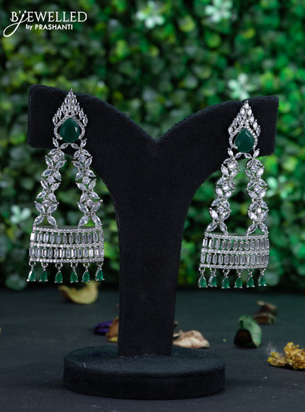 Zircon earring with emerald & cz stones and hangings