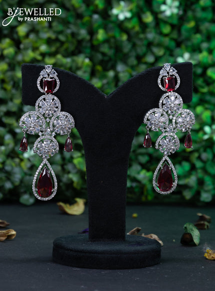 Zircon earring with ruby & cz stones and hanging