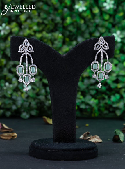 Zircon earring with mint green & cz stones and hanging