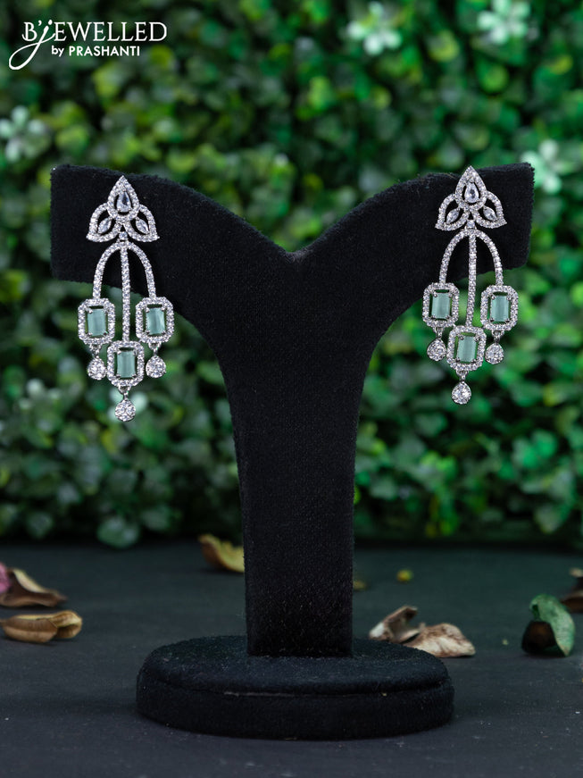 Zircon earring with mint green & cz stones and hanging