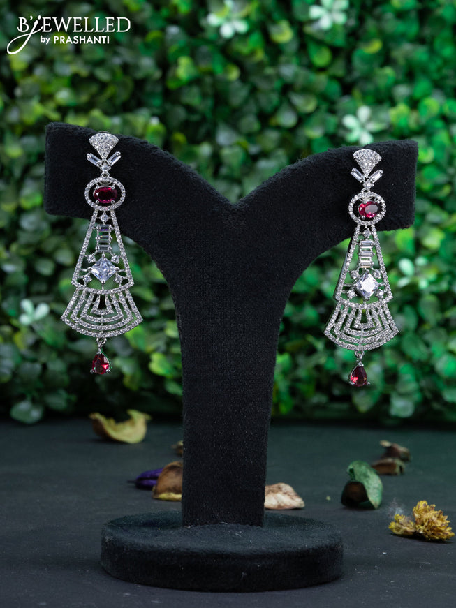 Zircon earring with ruby & cz stones and hangings