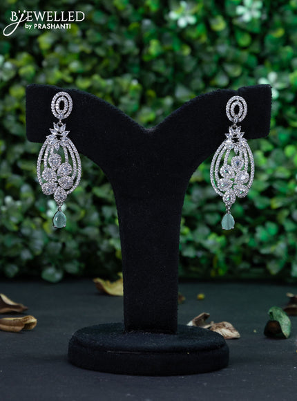 Zircon earring with mint green & cz stones and hanging