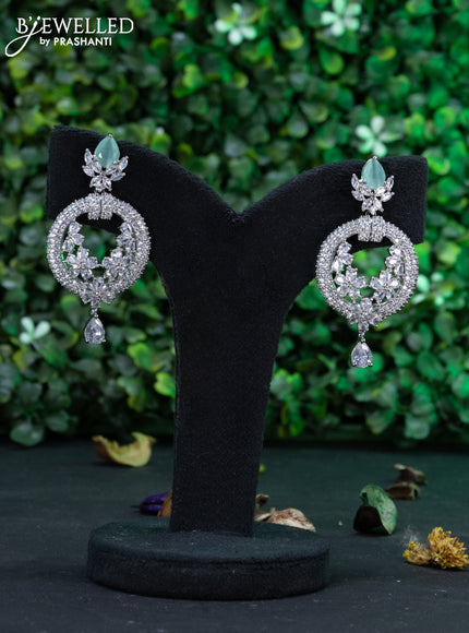 Zircon earring with mint green & cz stones and hanging