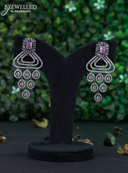 Zircon earring with baby pink and cz stones