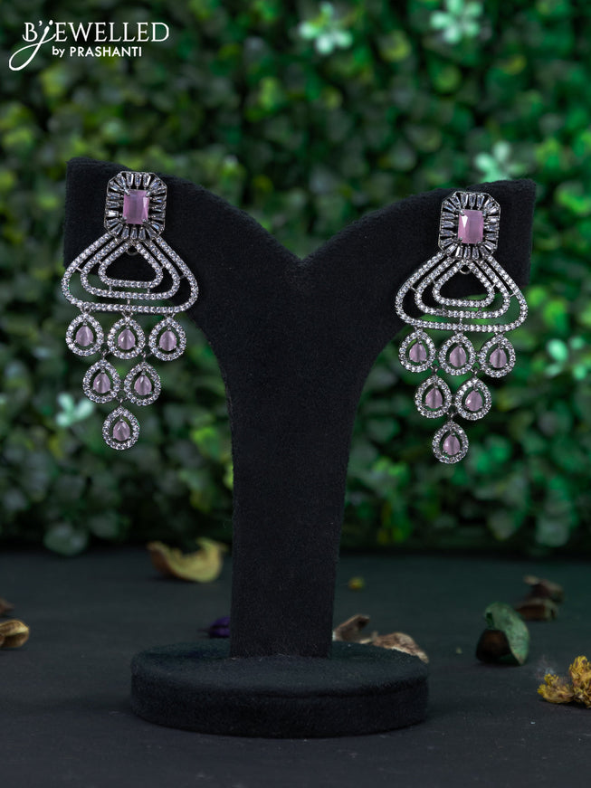 Zircon earring with baby pink and cz stones