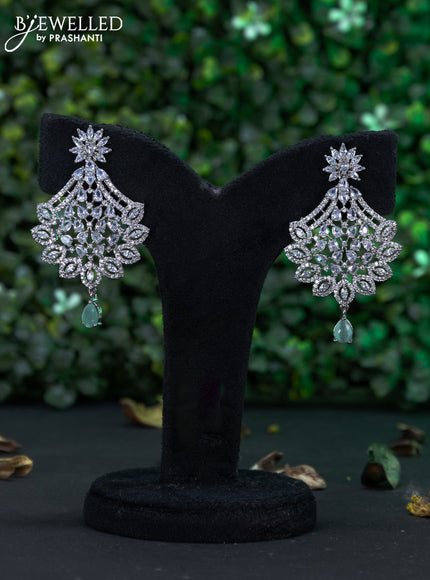 Zircon earring with mint green & cz stones and hanging