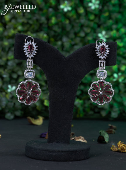 Zircon earring with ruby & cz stones and hanging