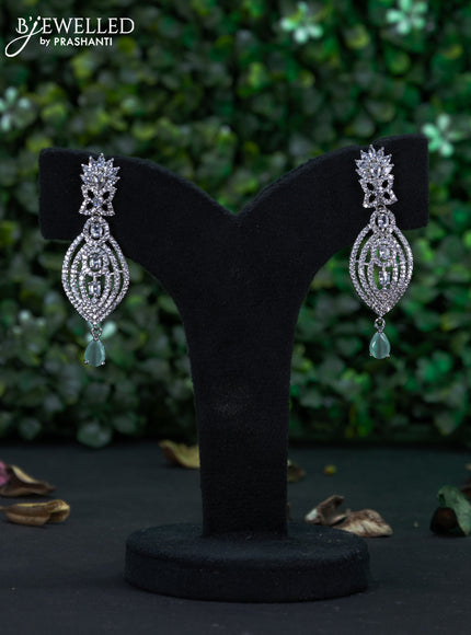 Zircon earring with mint green & cz stones and hanging