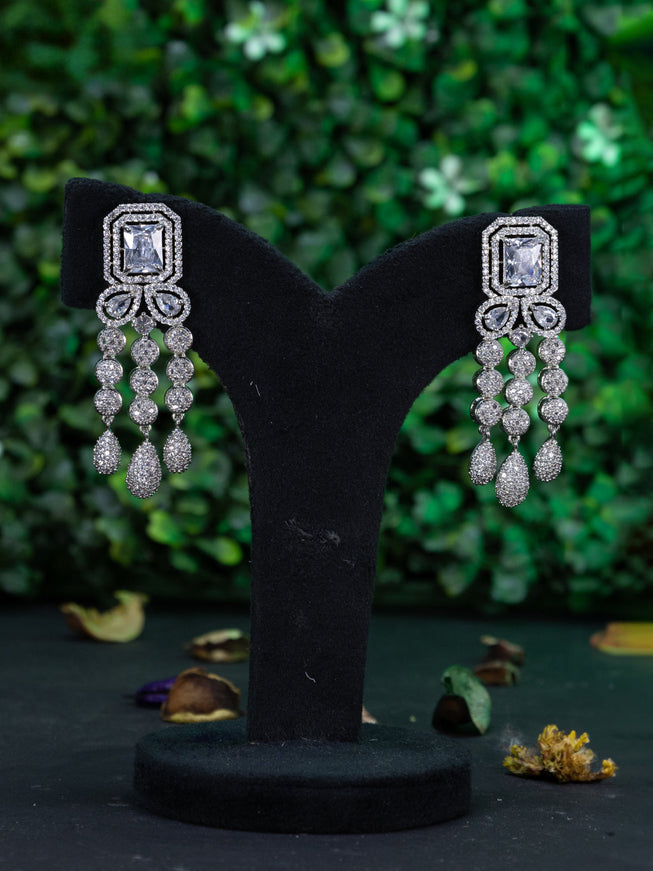 Zircon earring with cz stones and hangings