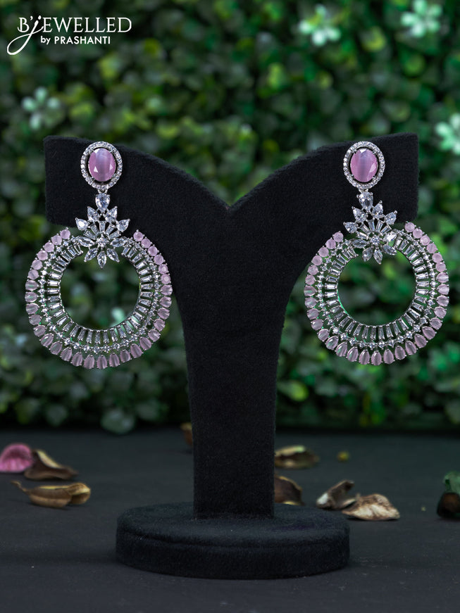 Zircon earring with baby pink and cz stones