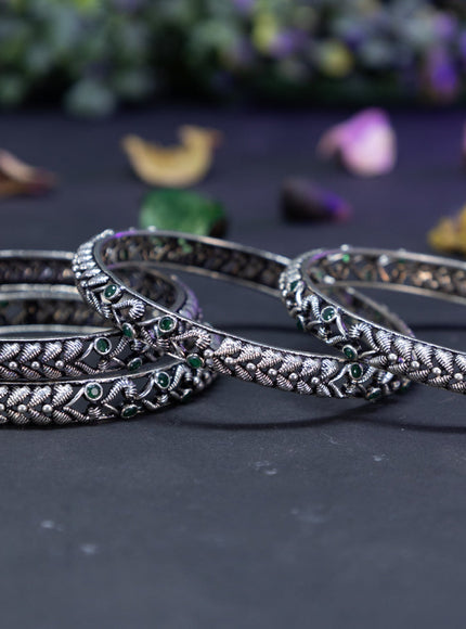 Oxidised bangles with emerald stones