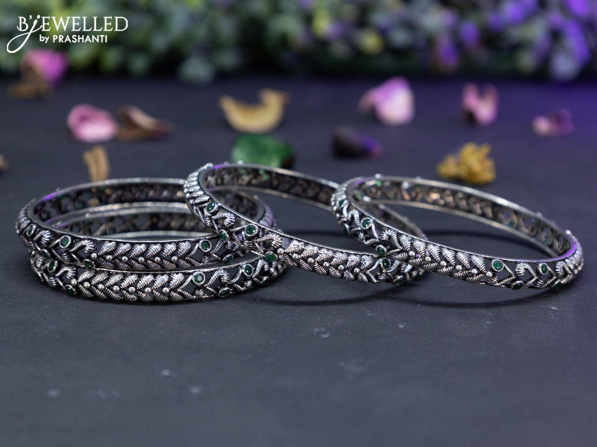 Oxidised bangles with emerald stones