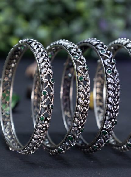 Oxidised bangles with emerald stones