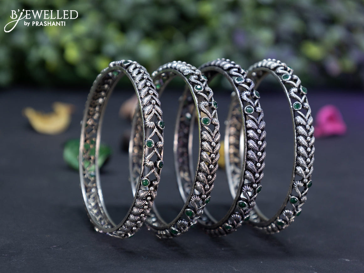 Oxidised bangles with emerald stones