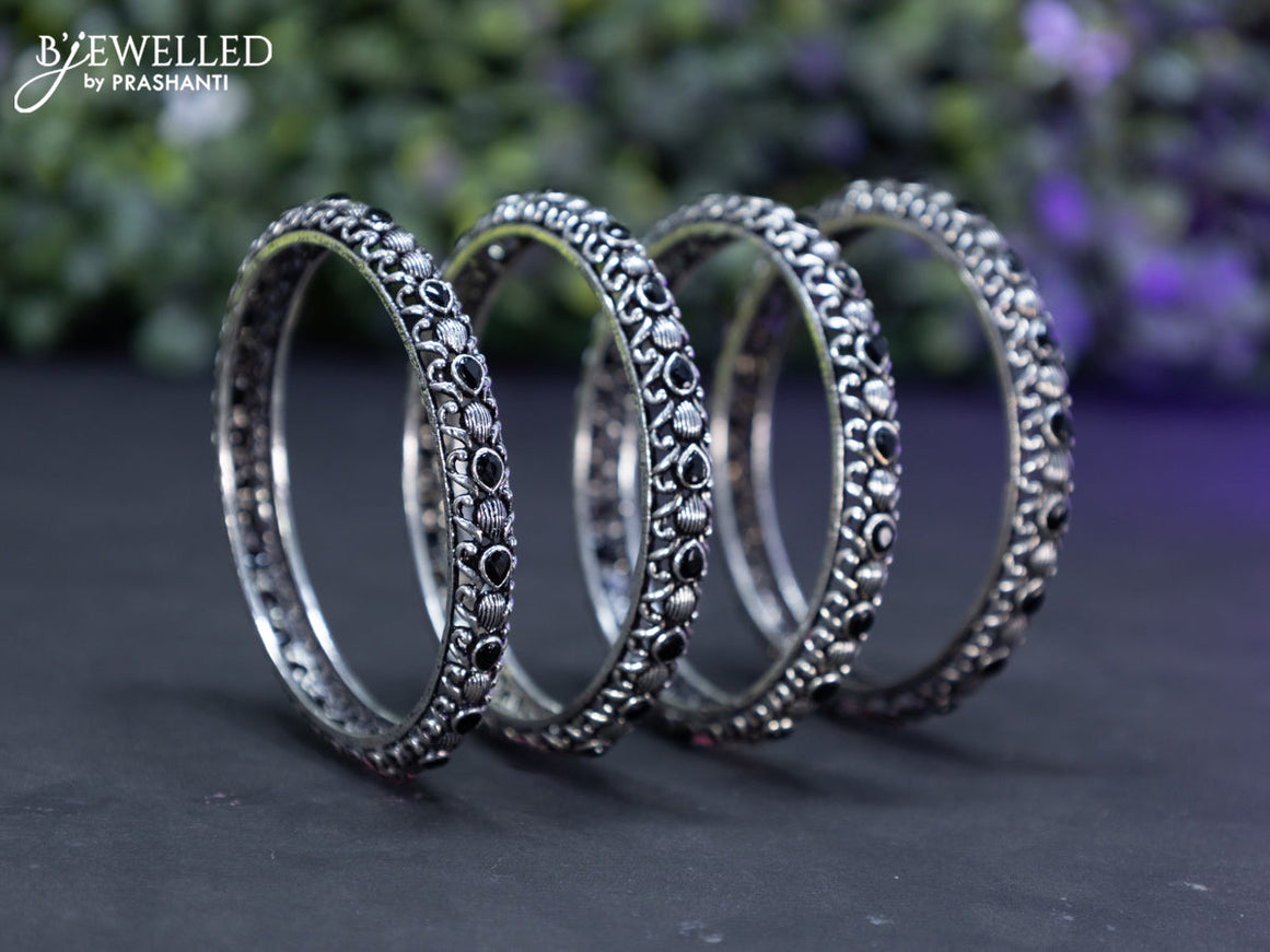 Oxidised bangles with black stones