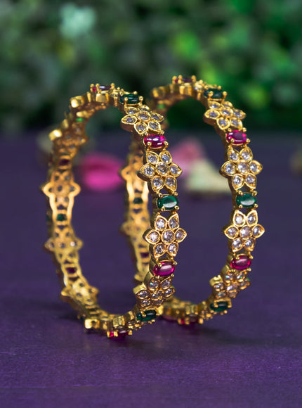 Antique bangle floral design with kemp and cz stones