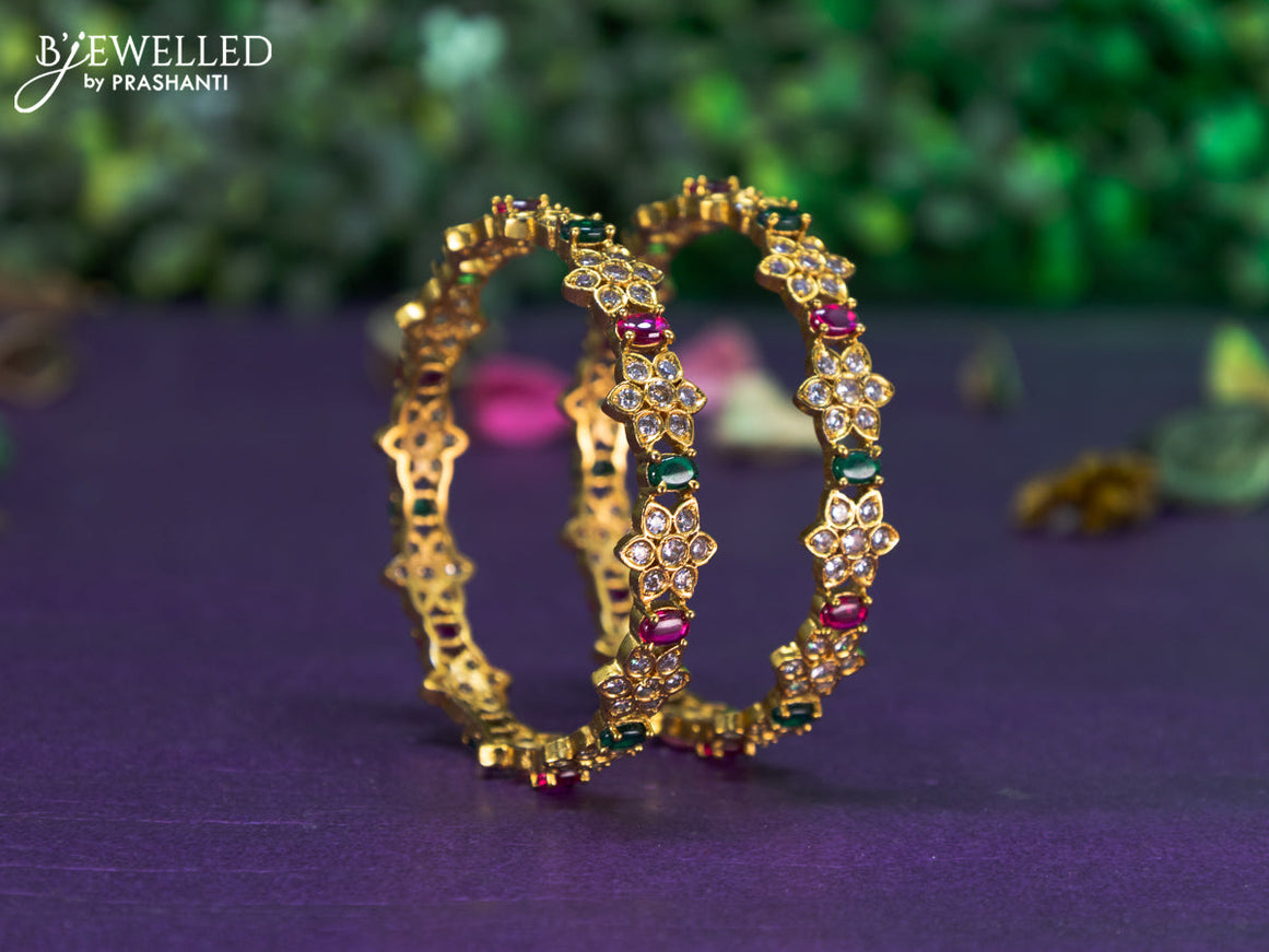 Antique bangle floral design with kemp and cz stones