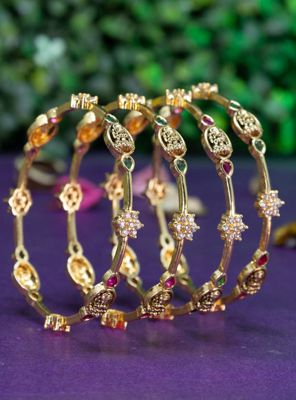 Antique lakshmi design bangle with kemp and cz stones