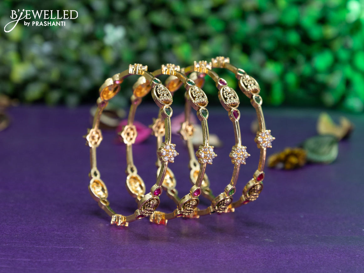 Antique lakshmi design bangle with kemp and cz stones