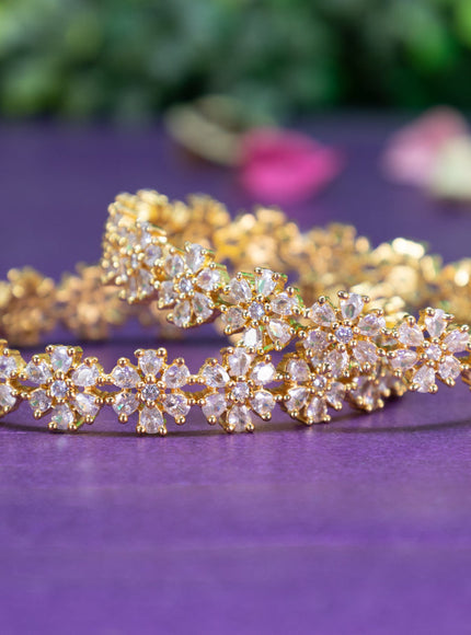 Antique floral design bangle with cz stones