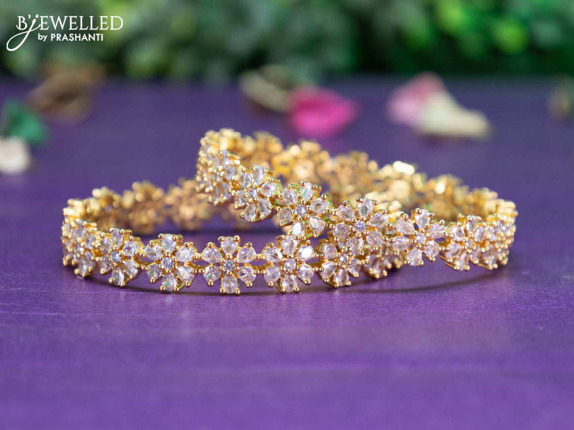 Antique floral design bangle with cz stones