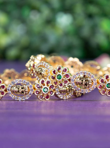 Antique lakshmi design bangle with kemp and cz stones