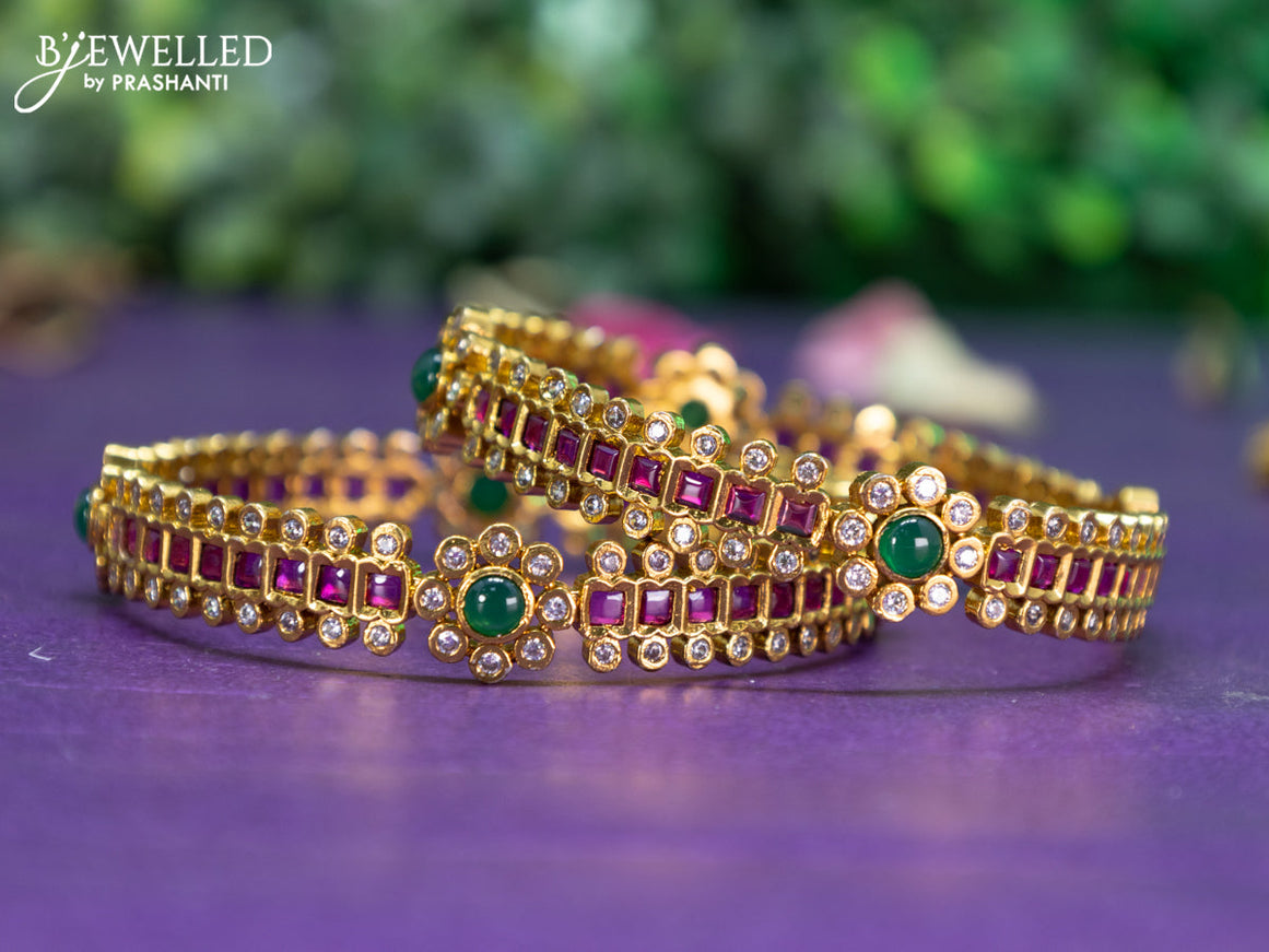 Antique bangle with kemp and cz stones