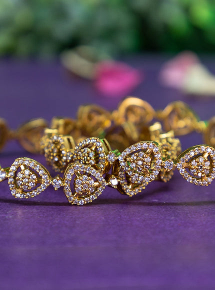 Antique floral design bangle with cz stones