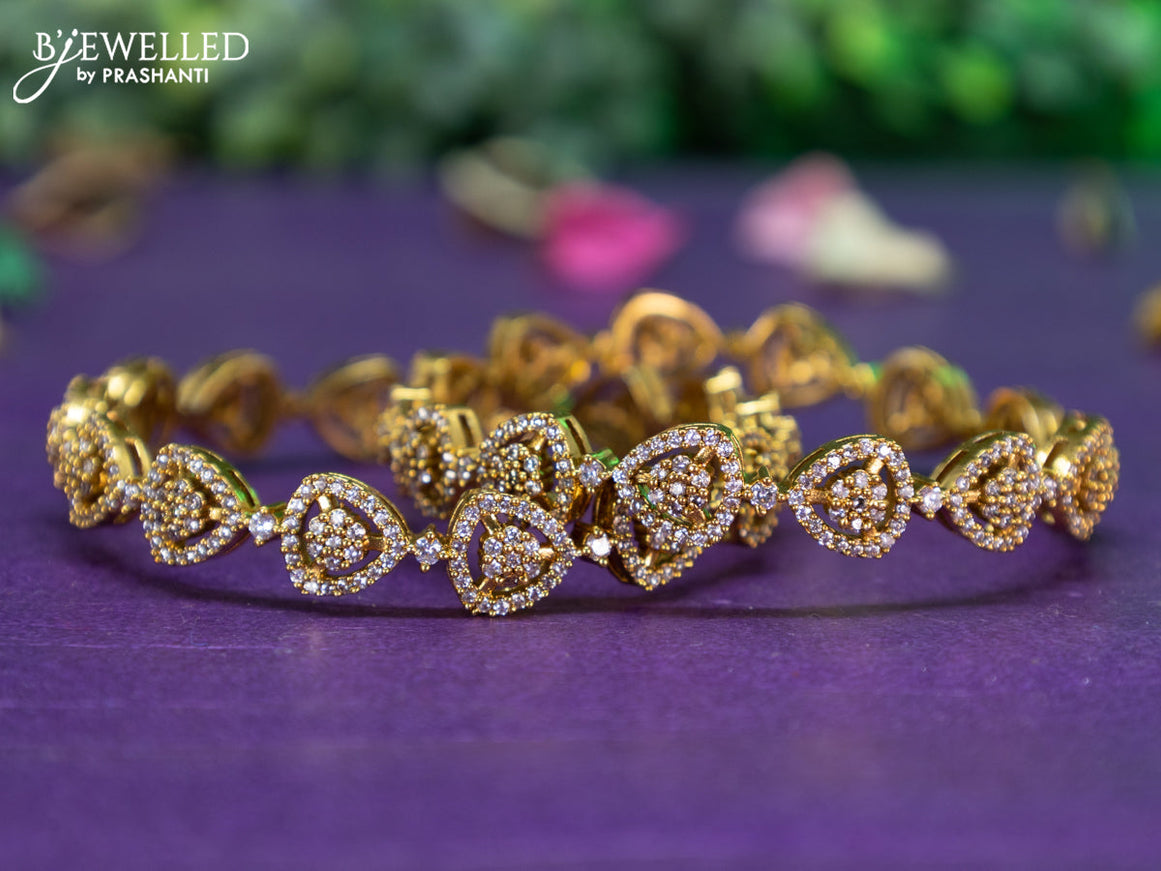 Antique floral design bangle with cz stones