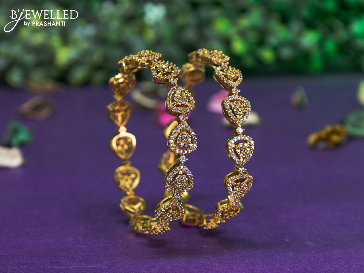 Antique floral design bangle with cz stones