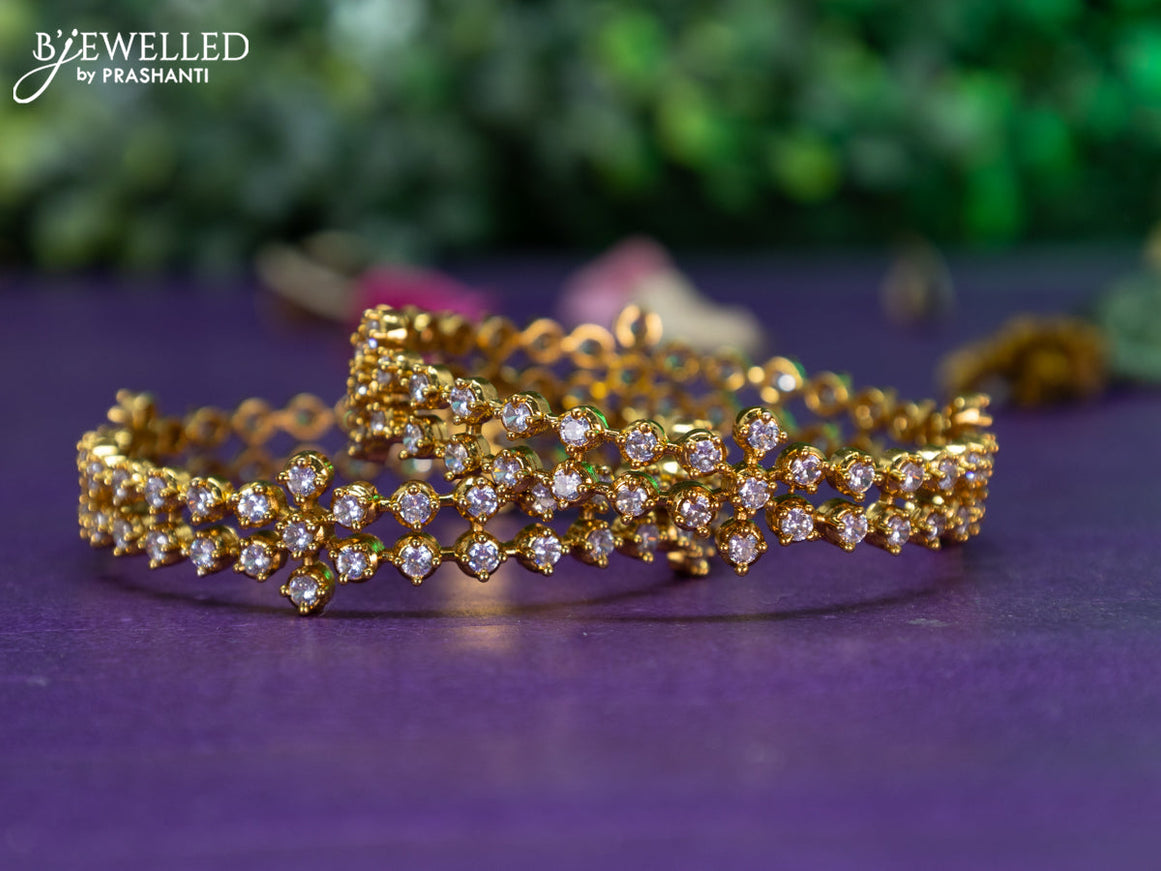 Antique floral design bangle with cz stones