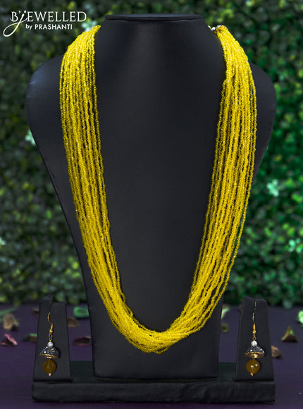 Jaipur multilayer yellow beaded necklace