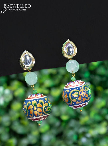 Jaipur crystal beaded green necklace with stones and minakari balls