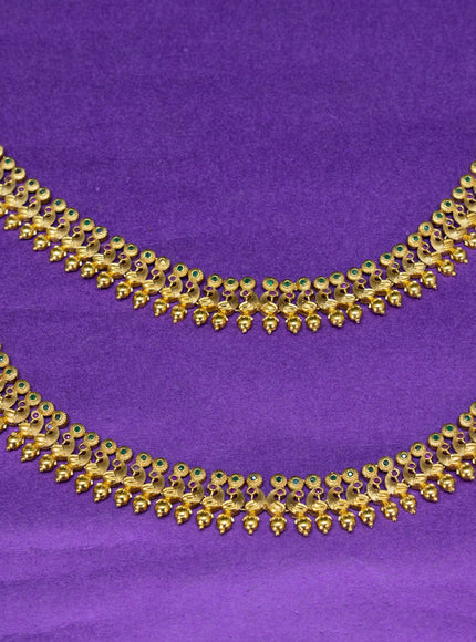 Antique anklet peacock design with kemp stones