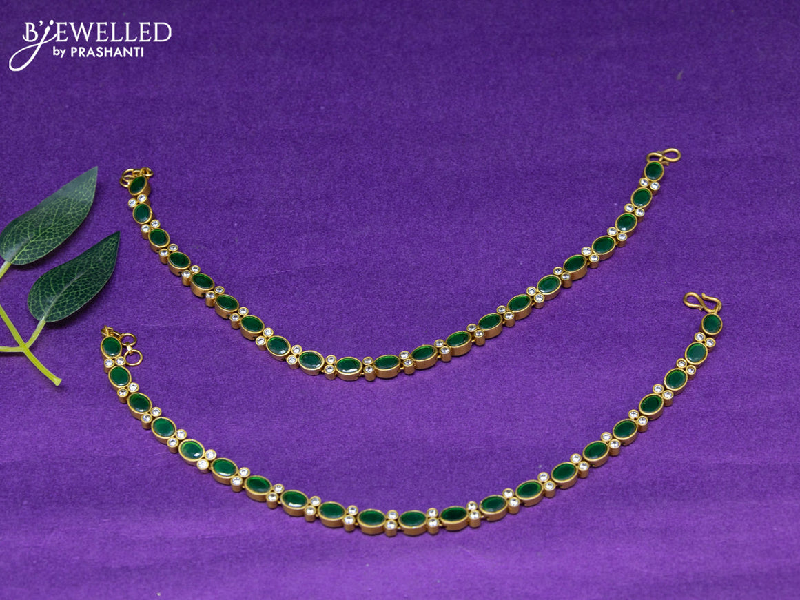 Antique anklet with emerald and cz stones