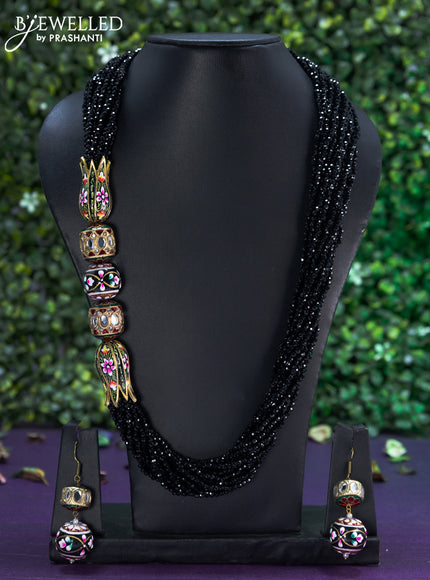 Jaipur crystal beaded black haaram with minakari balls