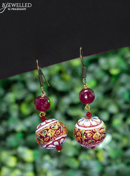 Jaipur maroon beaded and pearl necklace with minakari balls