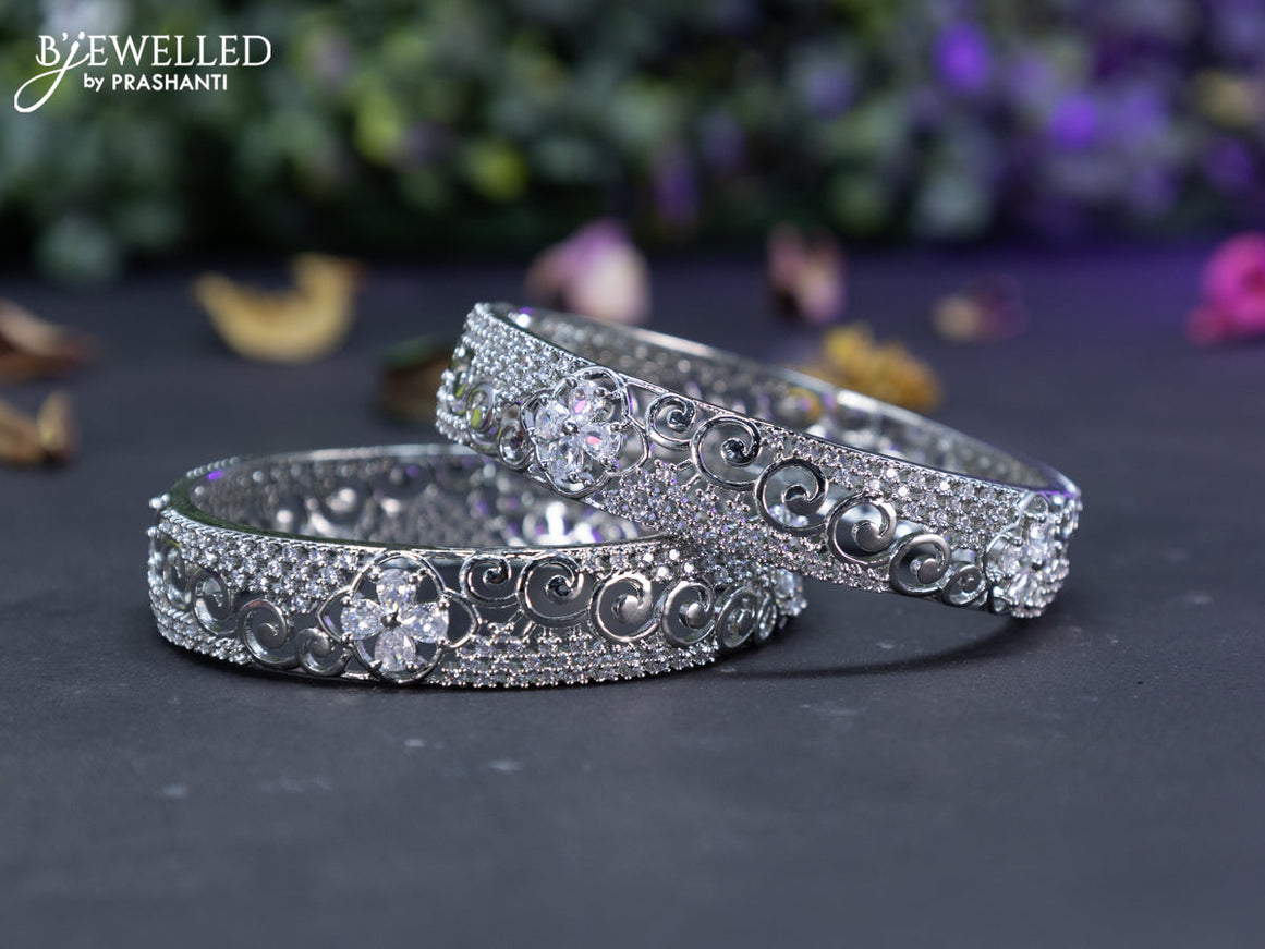 Zircon bangles floral design with cz stones