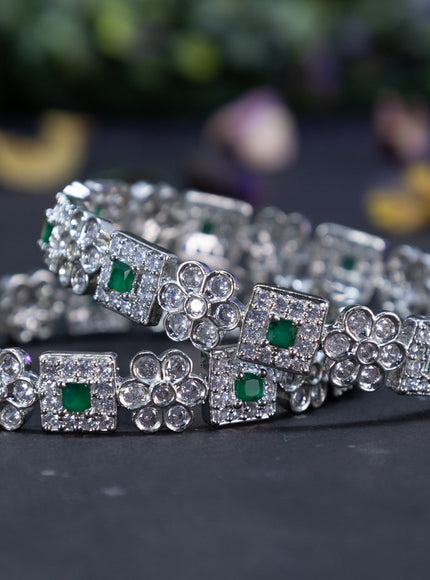 Zircon bangles floral design with emerald and cz stones