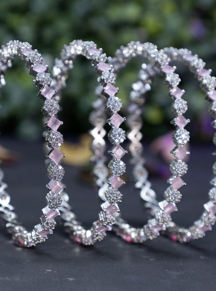 Zircon bangles floral design with baby pink and cz stones