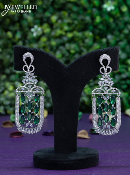 Zircon earring with emerald and cz stones