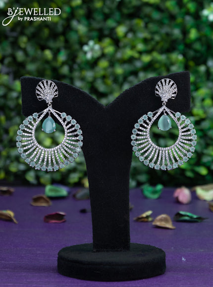 Zircon earring with mint green and cz stones