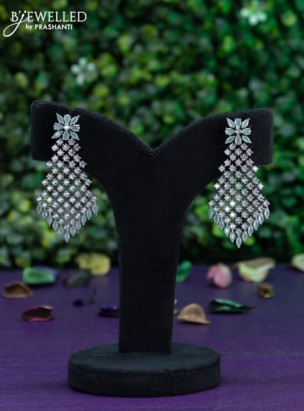 Zircon earring with mint green and cz stones