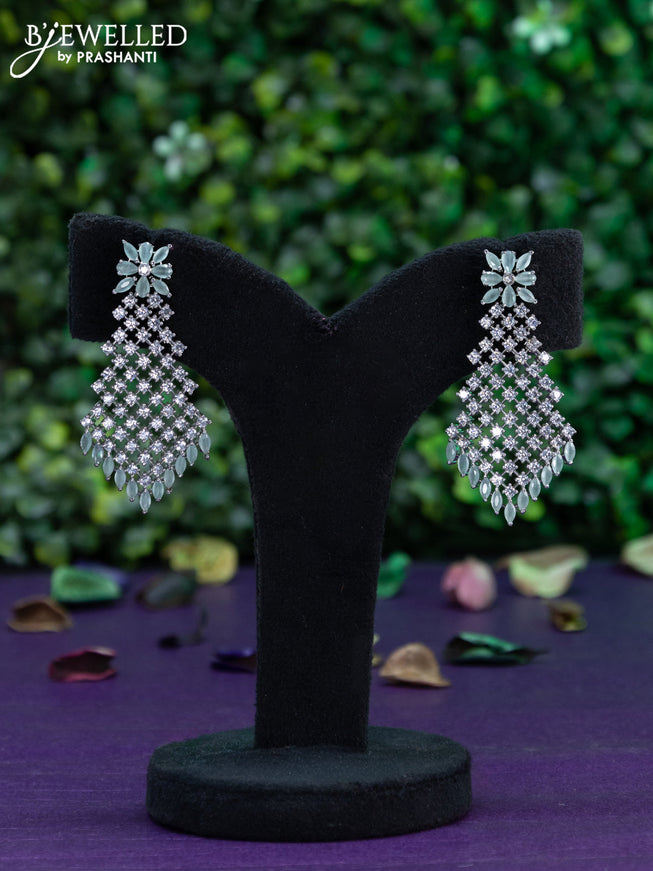 Zircon earring with mint green and cz stones