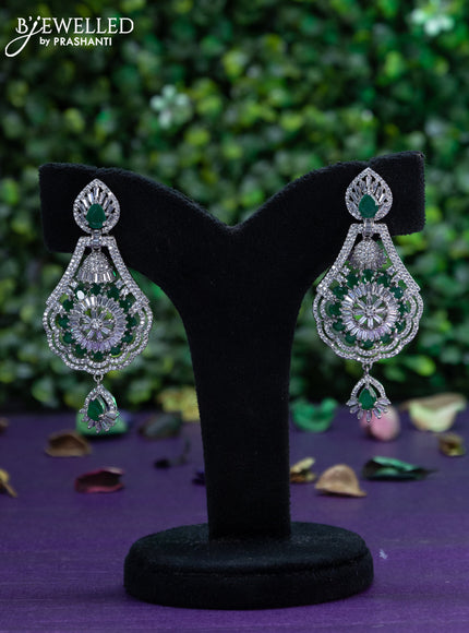 Zircon earring with emerald & cz stones and hangings