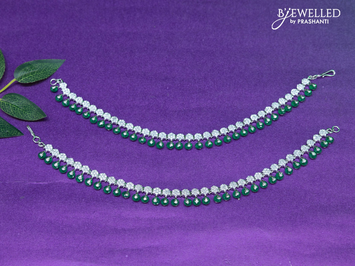 Zircon anklet with emerald and cz stones