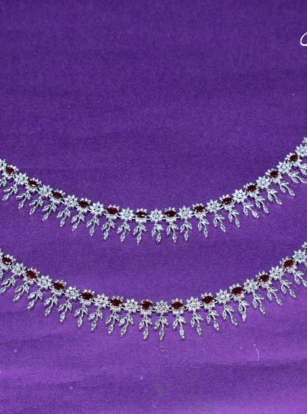 Zircon anklet with ruby and cz stones