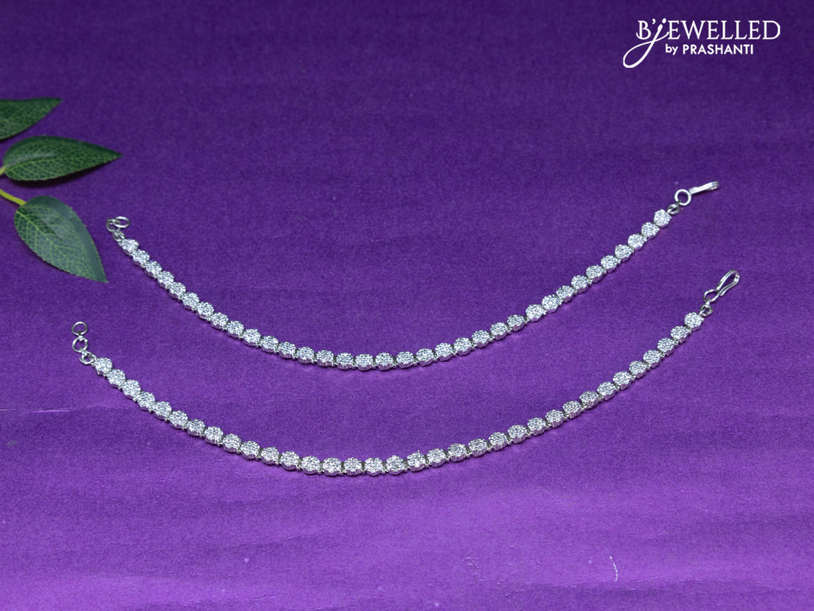 Zircon anklet floral design with cz stones