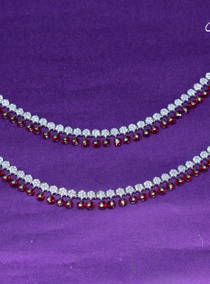 Zircon anklet with ruby and cz stones