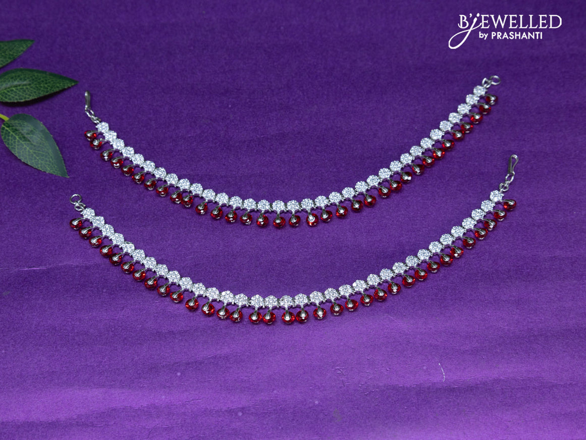 Zircon anklet with ruby and cz stones